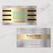 Carte De Visite do-it-yourself Votre Logo Yel Gold & Silver Blk. S (Devant / Derrière)