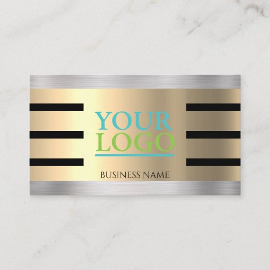 Carte De Visite do-it-yourself Votre Logo Yel Gold & Silver Blk. S (Devant)