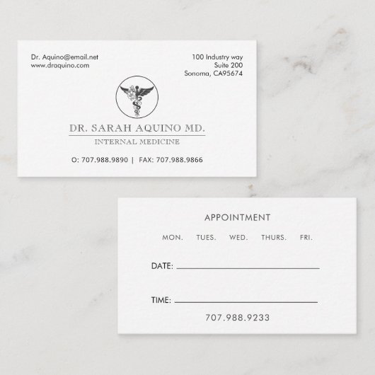 Carte De Visite Docteur (Devant / Derrière)