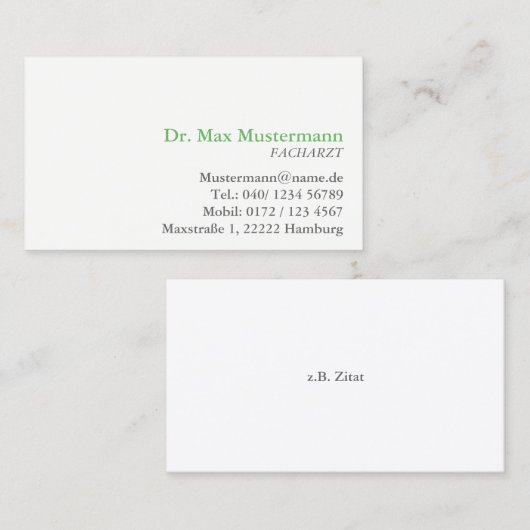 Carte De Visite Docteur (Devant / Derrière)