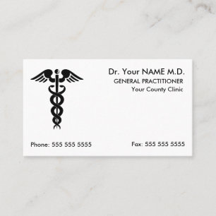 Carte De Visite Docteur Caduceus White Appointment