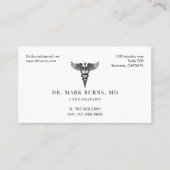 Carte De Visite Docteur Cardiologue Caduceus Nomination Et (Devant)