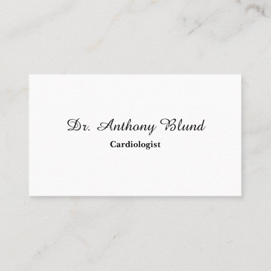 Carte De Visite Docteur Cardiologue Élégant Simple (Dos)