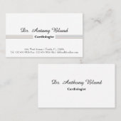 Carte De Visite Docteur Cardiologue Élégant Simple (Devant / Derrière)