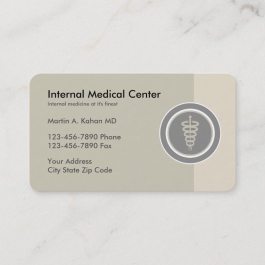 Carte De Visite Docteur de médecine interne (Devant)