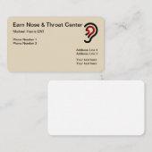 Carte De Visite Docteur de nez et de gorge d'oreille (Devant / Derrière)