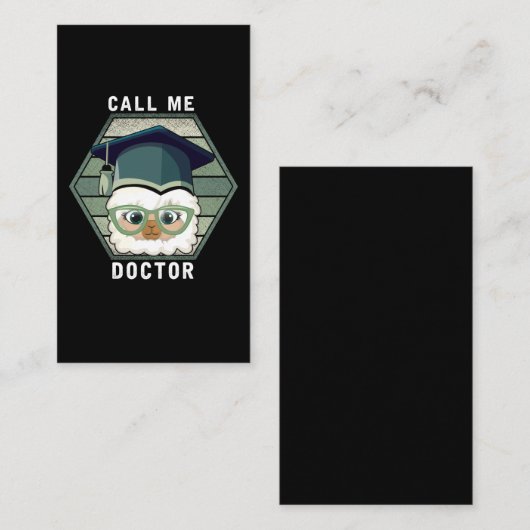 Carte De Visite Docteur Diplôme PHD Funny Llama Alpaca (Devant / Derrière)
