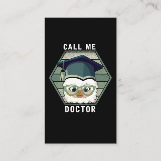 Carte De Visite Docteur Diplôme PHD Funny Llama Alpaca (Devant)
