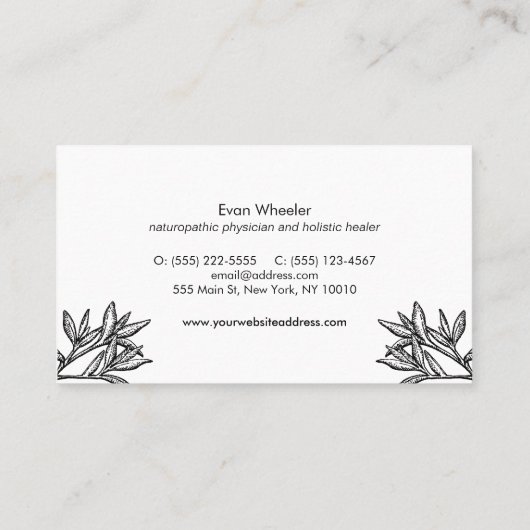 Carte De Visite Docteur en naturopathie Mortier et pilon (Dos)