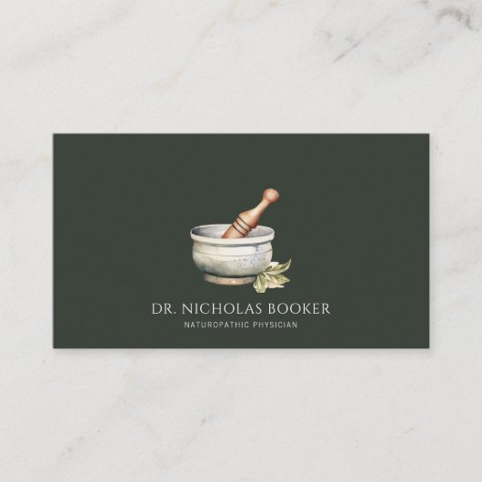 Carte De Visite Docteur en naturopathie Mortier pilon Noir (Devant)