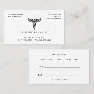 Carte De Visite Docteur Médecin Caduceus Affaires Et Nomination