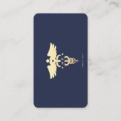 Carte De Visite Docteur moderne Médicale Caduceus Monogramme Bleu  (Devant)