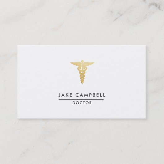 Carte De Visite Docteur professionnel Medicine Symbol d'or (Devant)
