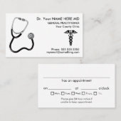 Carte De Visite Docteur Stethoscope White Nomination (Devant / Derrière)