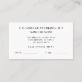 Carte De Visite Doctor Office Appointment Card (Devant)