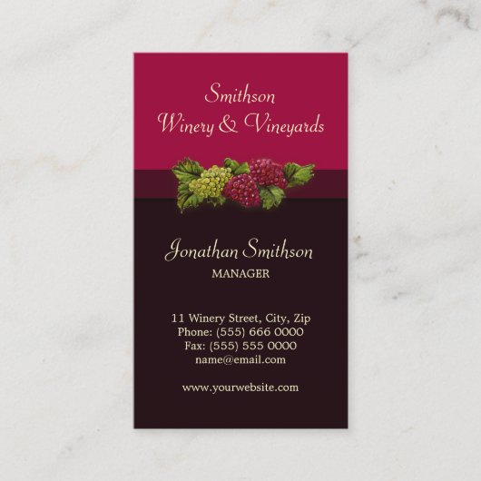 Carte de visite d'oenologie d'établissement (Devant)