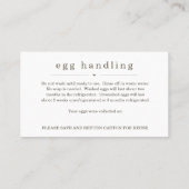 Carte de visite d'oeufs frais avec instruction de  (Dos)