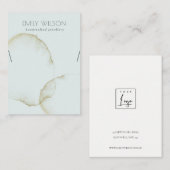 CARTE DE VISITE DOFT AQUA BLEU OR ABSTRAIT COUCHER AFFICHER LOGO (Devant / Derrière)