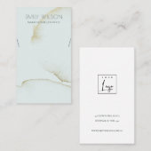 CARTE DE VISITE DOFT AQUA BLEU OR ABSTRAIT COUCHER AFFICHER LOGO (Devant / Derrière)