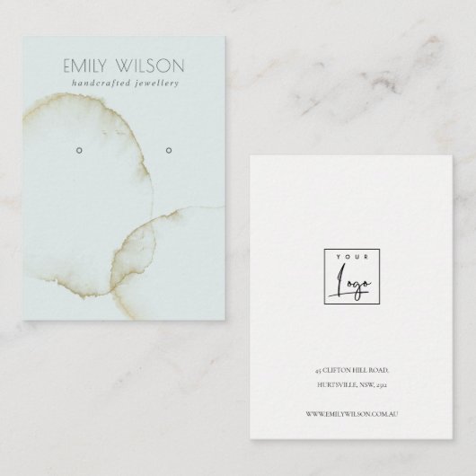 CARTE DE VISITE DOFT AQUA BLEU OR ABSTRAIT EARRING AFFICHER LOGO (Devant / Derrière)