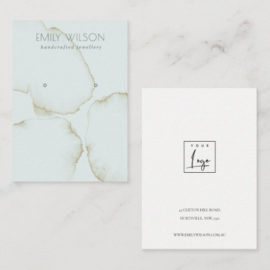 CARTE DE VISITE DOFT AQUA BLEU OR ABSTRAIT EARRING AFFICHER LOGO (Devant / Derrière)