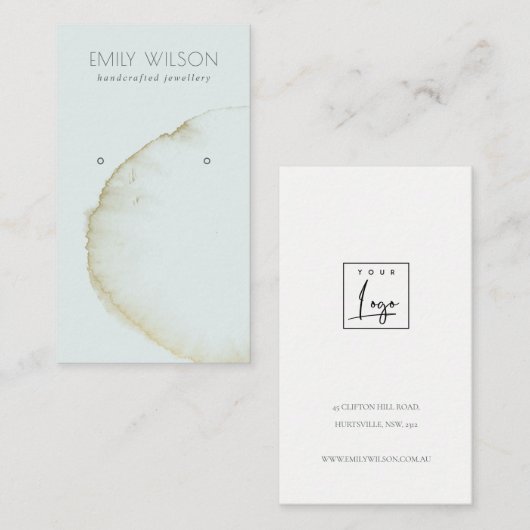 CARTE DE VISITE DOFT AQUA BLEU OR ABSTRAIT EARRING AFFICHER LOGO (Devant / Derrière)