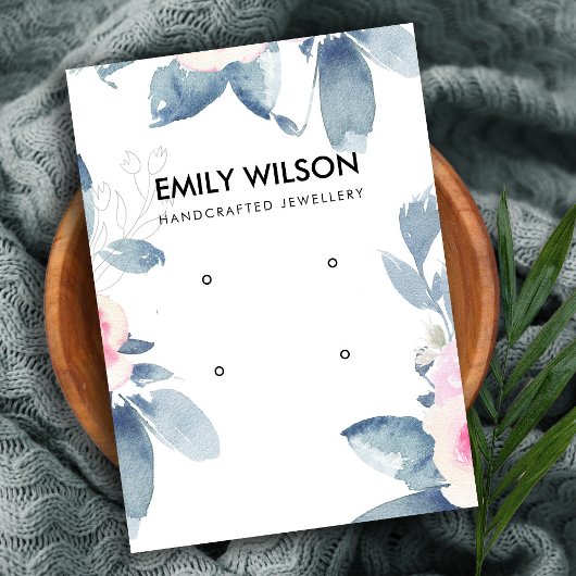 CARTE DE VISITE DOFT BLEU BLEU FLORAL DEUX ÉTOILES AFFICHER LOGO