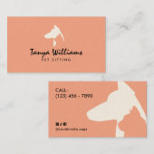 Carte De Visite Dog cat silhouette logo pet sitting  (Devant / Derrière)