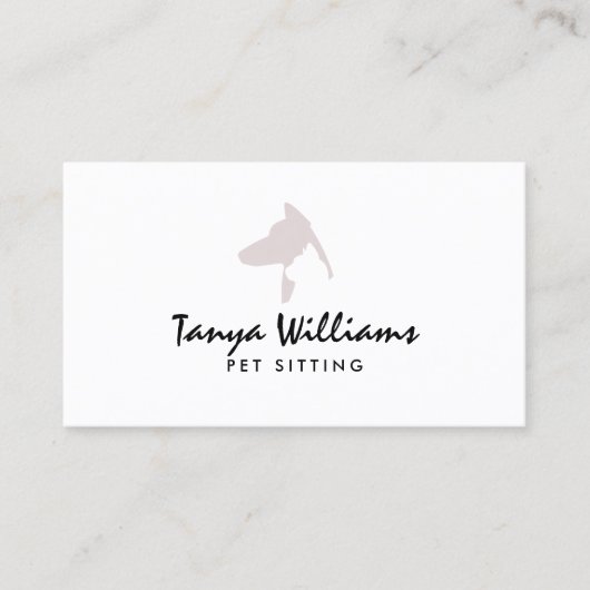 Carte De Visite Dog cat silhouette logo pet sitting (Devant)