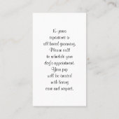 Carte De Visite Dog Grooming Spa Business Card (Dos)