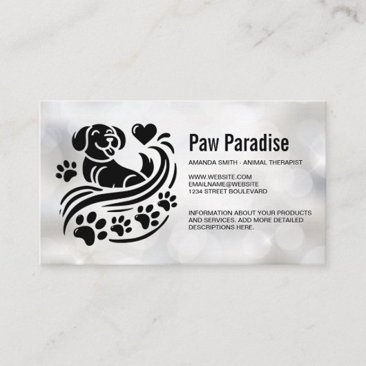 Carte De Visite Dog Paws Hearts | Boke (Devant)