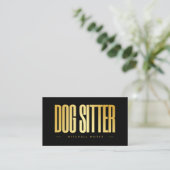 Carte De Visite Dog Sitter Black And Gold  (Debout devant)