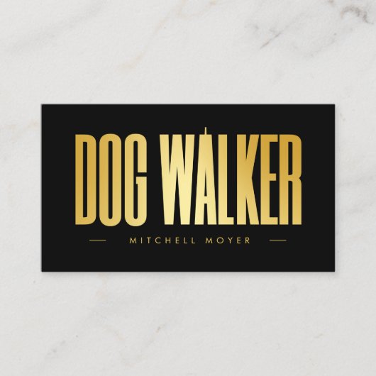 Carte De Visite Dog Walker Black And Gold  (Devant)