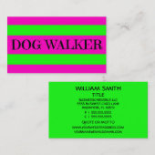 Carte De Visite Dog Walker Neon Green et Hot Pink (Devant / Derrière)