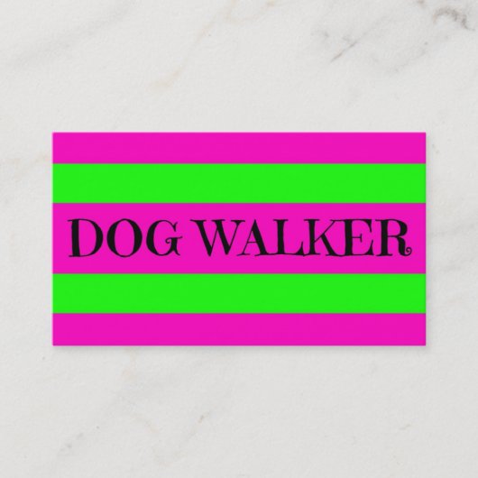Carte De Visite Dog Walker Neon Green et Hot Pink (Devant)