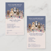 Carte De Visite Dog Walker Service Nom cadeau gratuit bleu (Devant / Derrière)