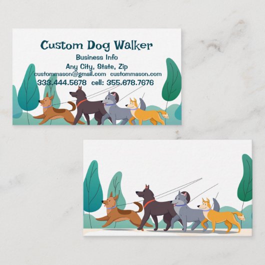 Carte De Visite Dog Walker Walking Services aux animaux de compagn (Devant / Derrière)