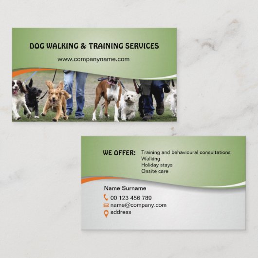 Carte De Visite Dog walking and training services (Devant / Derrière)