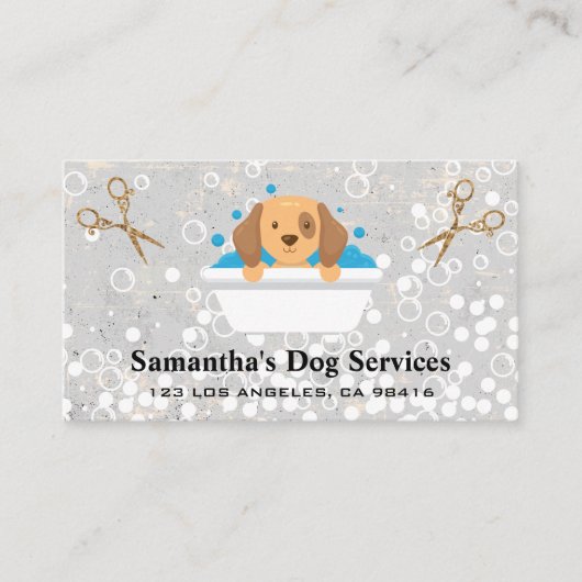 Carte De Visite Doggie Bath | Ciseaux à bulles de savon (Devant)