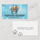Carte De Visite Doggie mignonne prenant bain | Groomer (Devant / Derrière)