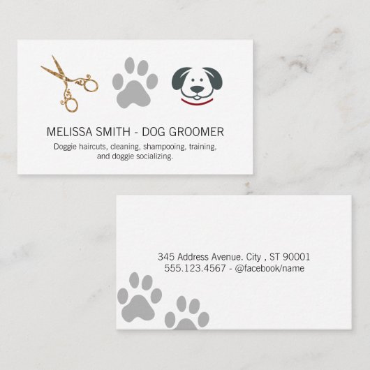 Carte De Visite Doggie Paw | Ciseaux (Devant / Derrière)