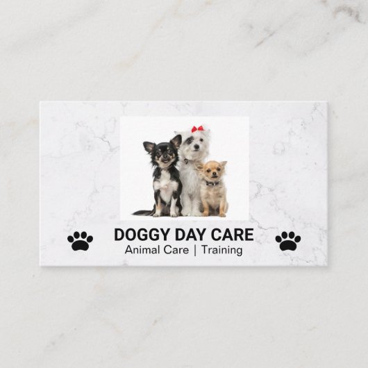 Carte De Visite Doggies mignonnes assis | Groomer | Formateur (Devant)