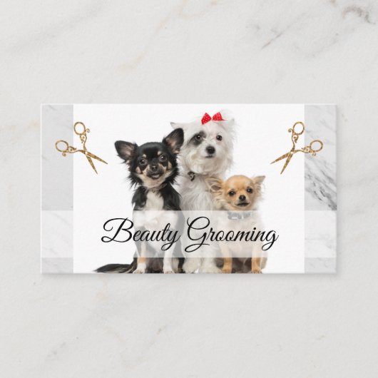 Carte De Visite Doggies mignonnes | Ciseaux de grossissement (Devant)