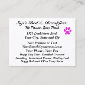 Carte De Visite Doggy Bed and Breakfast - SRF (Dos)