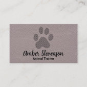 Carte De Visite Doggy Paw | Arrière - plan en cuir (Devant)
