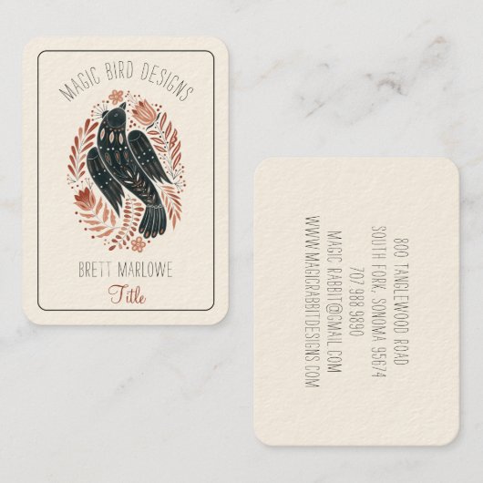 Carte de visite d'oiseaux illustré (Devant / Derrière)