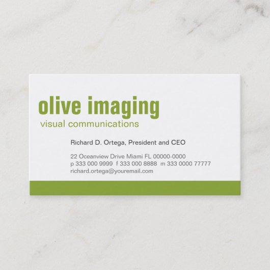 Carte de visite d'olive de panneau de ligne de (Devant)