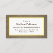 Carte De Visite Dollar de sable et Burlap Bachelor Party Billets I (Dos)