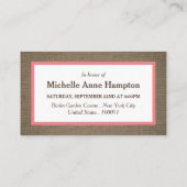 Carte De Visite Dollar de sable et Fête des mariées Burlap Invitat (Dos)