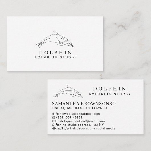 Carte De Visite Dolphin blanc moderne à basse Poly Ocean Professio (Devant / Derrière)